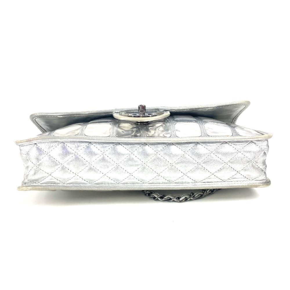 CHANEL Ice Cube Flap Double Chain Bag, Shoulder Leather, Women's, Silver - Picture 5 of 13